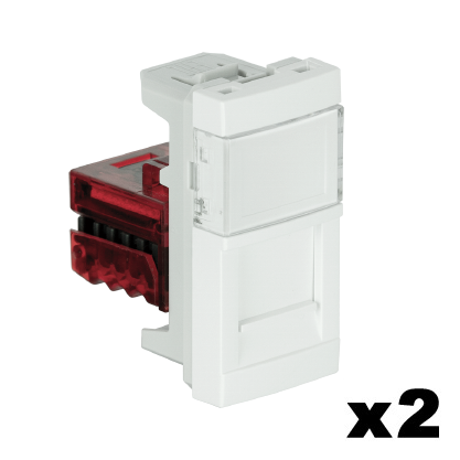 Toma Doble con Conector Hembra RJ45 Cat. 6 UTP